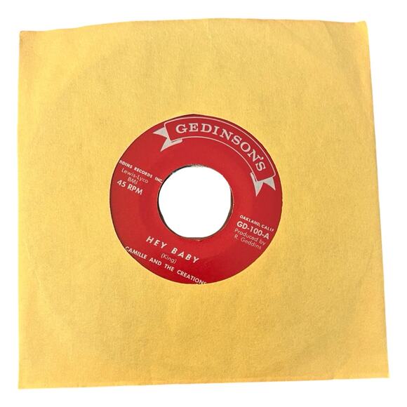 Camille & The Creations Hey Baby / Johnny Red Gedinson's Vinyl 7" 45 RPM Single - Picture 3 of 4